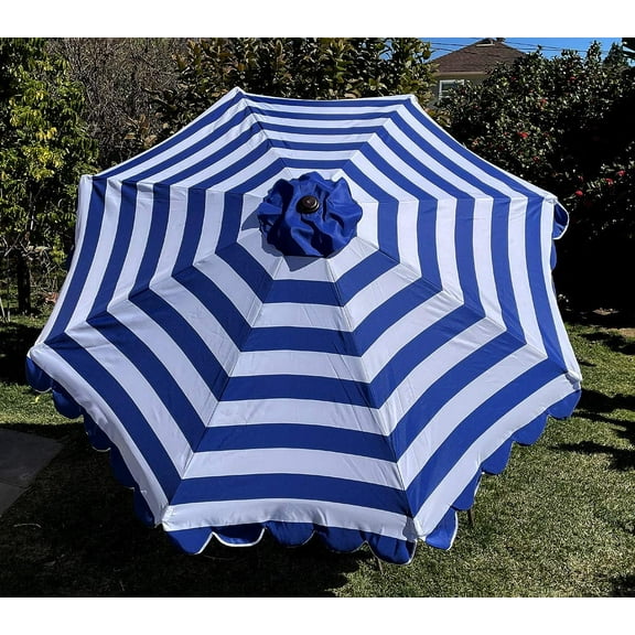 DECRO Royal/White Scalloped Edge Replacement Edge Umbrella Canopy for 9ft 8 Ribs (Canopy Only) C004-8RW-ROYAL