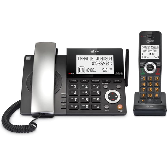 DECT 6.0 Corded/Cordless Home Phone with 1-Handset and Answering Machine, Smart Call Blocker, Caller ID, Large Backlit Display, Big Button, Speakerphone, Intercom: CL84118 (Charcoal Black)