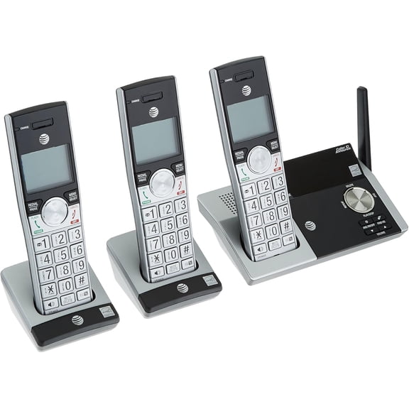 Pre-Owned DECT 6.0 Expandable Cordless Phone with Answering System and Caller ID, Silver/Black with 3 Handsets