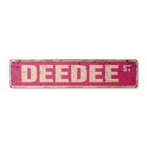 DEEDEE Vintage Aluminum Street Sign Childrens Name Room Metal Sign rustic metal tin | Indoor/Outdoor |  18" Wide