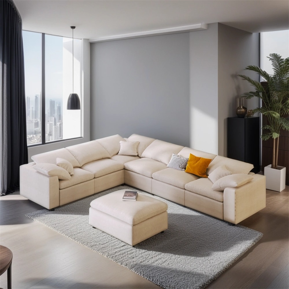 DEELIGHT Oversized Modular Sectional Sofa w/Ottoman L Shaped Corner ...