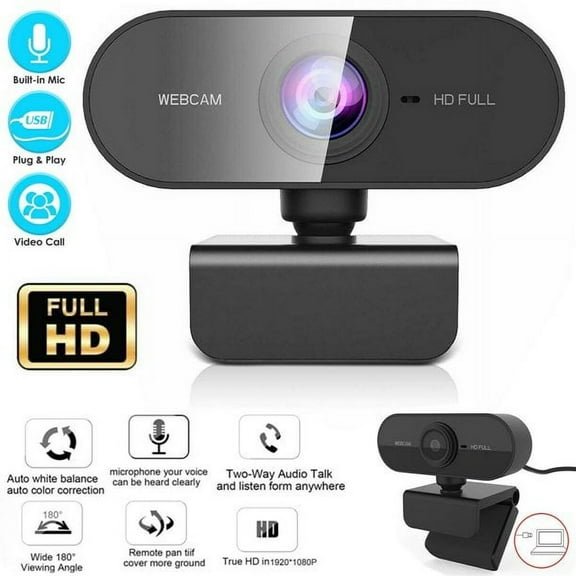 DEELLEEO 1080P Webcam with Microphone & Privacy Cover, Full HD Web Camera for Computers PC Laptop Desktop, USB Plug and Play, Conference Study Video Calling