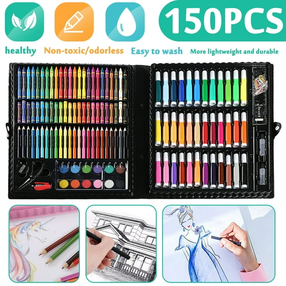 DEELLEEO 150 Pieces Art Pencil Set, Sketching, Coloring, Drawing Set for Adults and Kids