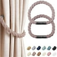 thumbnail image 1 of DEELLEEO 2 Pack Strong Magnetic Curtain Tiebacks Modern Simple Style Drape Tie Backs Convenient Decorative Weave Rope Curtain Holdbacks for Thin or Thick Home & Office Window Draperies, 1 of 5