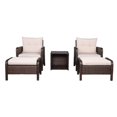 thumbnail image 1 of DEELLEEO 2pcs Single Sofa、2pcs Footstool &1pc Coffee Table Round Corner Armrests Five-Piece Rattan Set Brown Gradient, 1 of 5