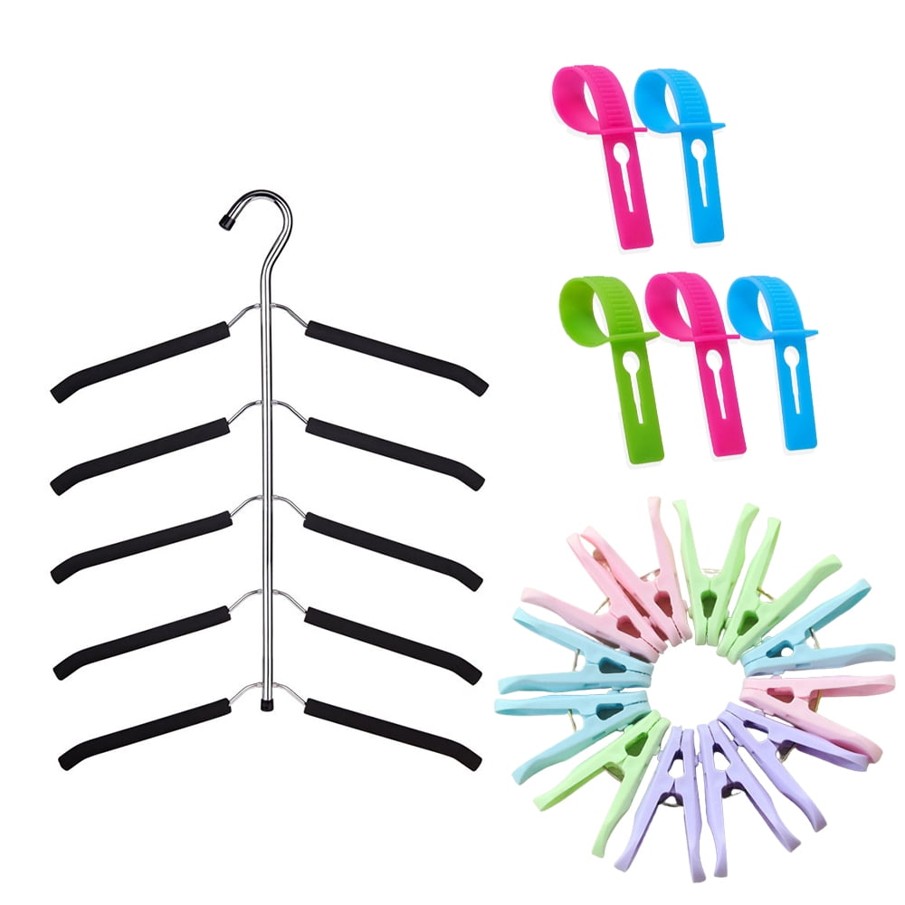 ZriEy 1 Pack 5 In 1 Clothes Hangers, Multi Layers Anti-slip - View #2