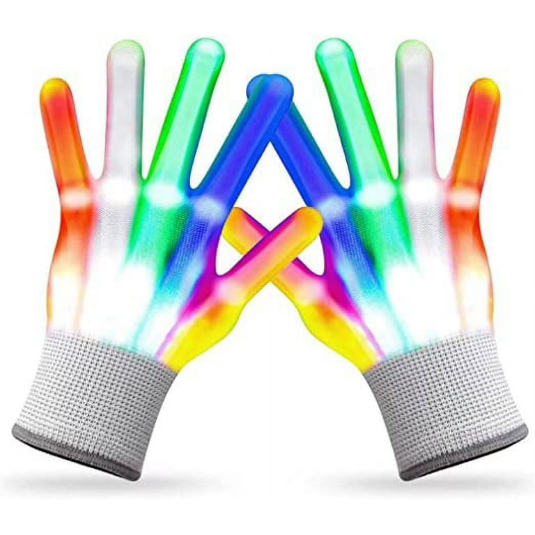 Deelleeo Cool Toys LED Gloves, Boy Toys Age 8-10 Years Old with 6 Flashing Mode, Fun Toys Gift for 3 4 5 6 7 8 9 10 11 12 Year Old Girls Boys (1 Pair)