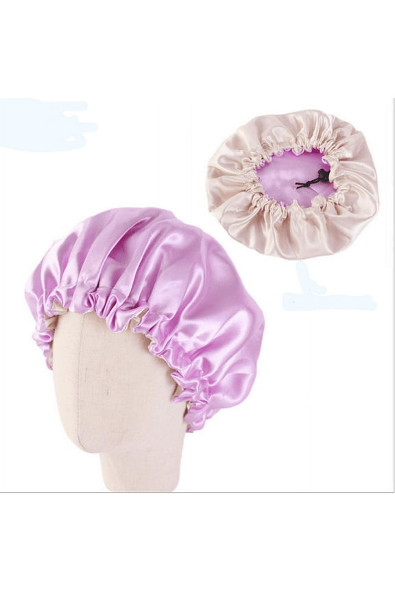Kids Satin Bonnet Sleeping Cap Adjustable Sleep Bonnet with Drawstring Reversible Night Caps for Kids Child Baby Toddler Sleep Cap Double Layer Purple