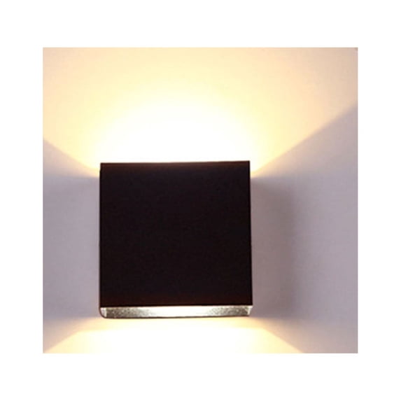 DEELLEEO Modern LED Wall Light Up Down Cube Indoor Outdoor Sconce Lighting Lamp Light (Black Shell, Warm White Light)