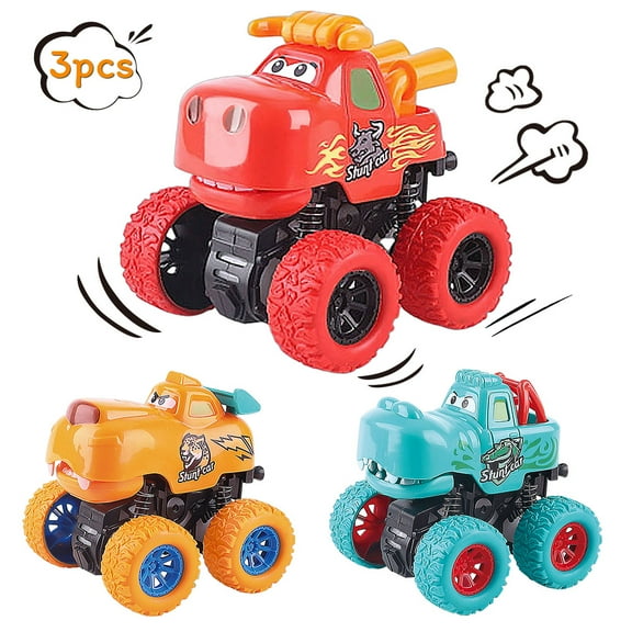 DEELLEEO Monster Truck Toys - Friction Powered Toy Cars Push and Go Vehicles for Kids Best Christmas Birthday Party Gift for Boys Girls Aged 3 and Above 3-Pack