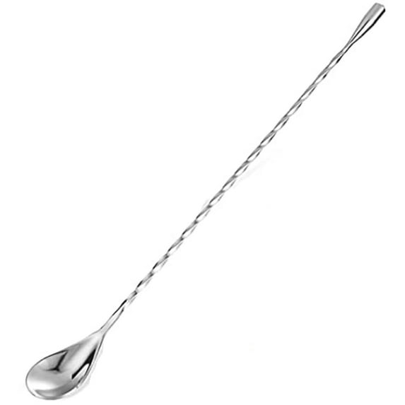 DEELLEEO Premium 12 Inch Stainless Steel Cocktail Spoon - Long Attractive Spiral Design for Layering Drinks - Bar Spoon & Cocktail Mixing Spoon for Cocktail Shakers, Tall Cups & Pitchers (Silver)