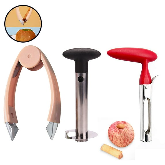 DEELLEEO Stainless Steel Fruit Slicer Cutter, Pineapple Peeler Pear Corer Fruit Seed Remover Easy Twist Fruit and Vegetable Core Remover Kitchen Gadget