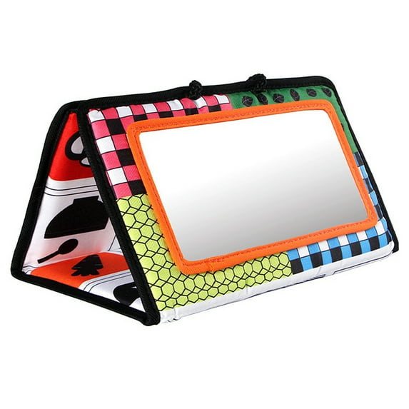 DEELLEEO Tummy Time Floor Mirror, Developmental Baby Mirror Tummy Time Toys Activity Double High Contrast Baby Toy Black and White Infant Toys for Babies Newborn Infants Toddler Boys and Girls