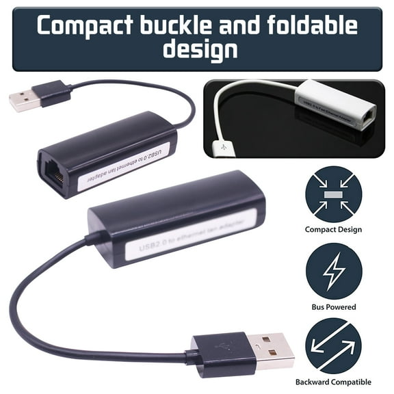 DEELLEEO USB Ethernet Adapter USB 2.0 to 10 100 Foldable Ethernet LAN Network Adapter Ethernet Compatible for Nintendo Switch MacBook Surface Pro Notebook PC