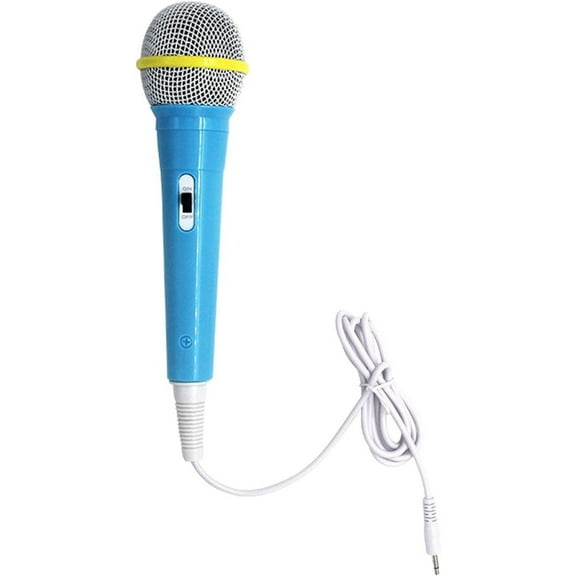 DEELLEEO Wired Microphone, Dynamic Wired Microphone 3.5mm Jack Lightweight Battery-Free Kids Singing Machine Wired Microphone for Home (Blue、Pink)