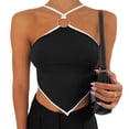 thumbnail image 1 of DEELLEEO Women's Black Crisscross Cut Out Vest Hot Halter Wrap Crop Top Solid Cami Tank Tops For Summer, 1 of 7