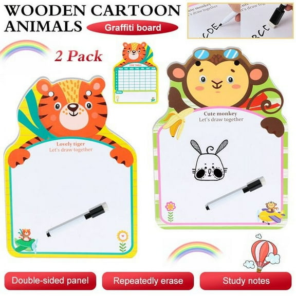 DEELLEEO Wooden Small Dry Erase White Board, Portable Dry Erase Lap Board with Line Double Sided, Personal Whiteboard for Students Learning Painting and Writing(2 Pack)