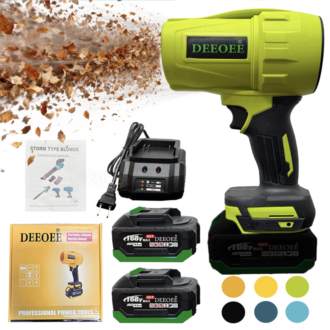 DEEOEEPortable Dust Cleaner, Leaf Blower Cordless, Handheld Blower, Hand Blowers for Lawn Care, Patio Cleaning, Leaves and Dust Blowing,  Battery and Charger Included