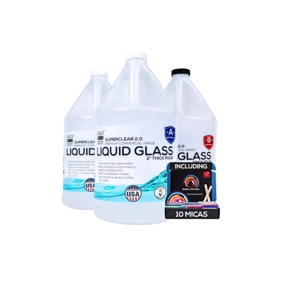 Superclear Liquid Glass Deep Pour Epoxy Resin Kit 3 Gallon with Mica Powder Variety Pack, 2-4 Inch Clear Casting Resin for River Tables, Live Edge Wood, Crafts, Food Safe, Bubble Free