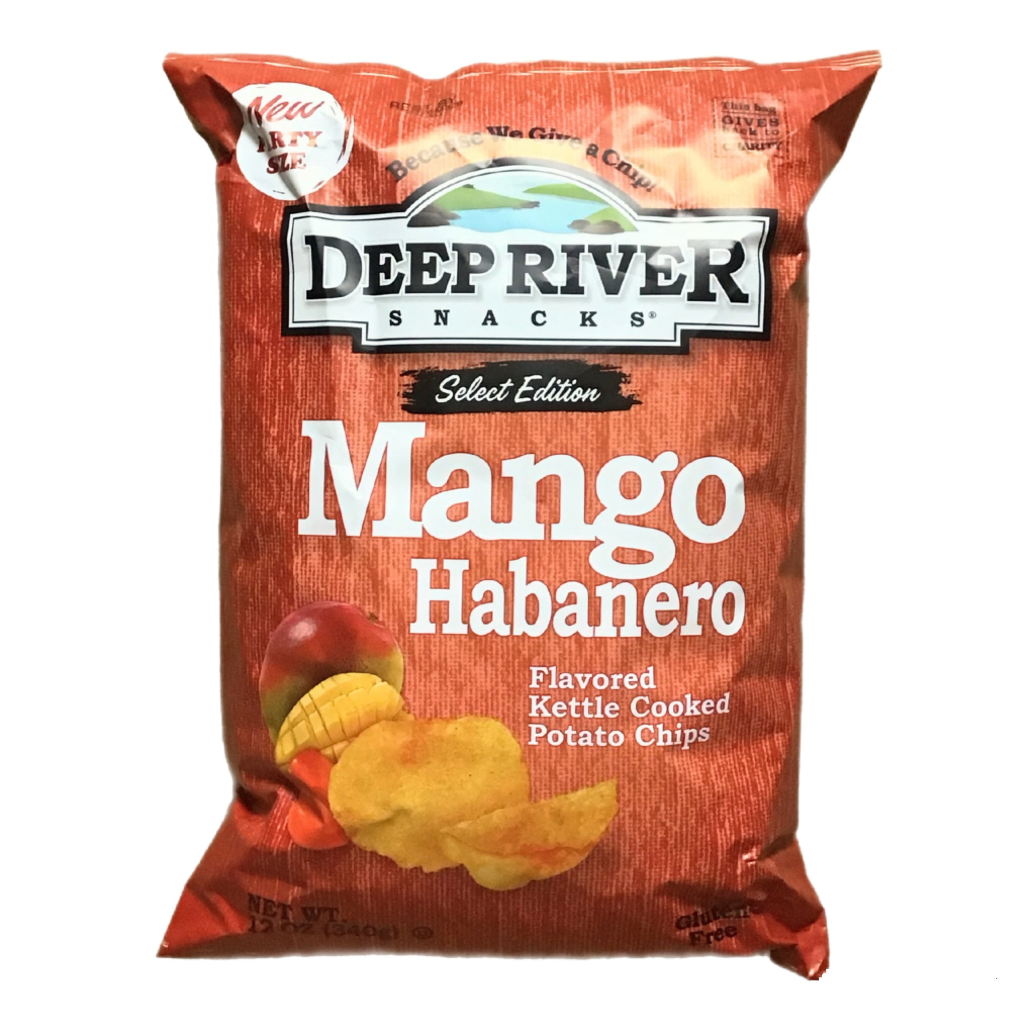 DEEP RIVER MANGO HABANERO KETTLE COOKED PATATO CHIPS PARTY SIZE 12 OZ GLUTEN FREE