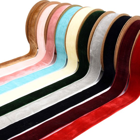 DEEPCRAFF Red Flocking Thin Ribbon Roll for Christmas, Holiday Wrapping, Birthday Presents, Decorative Craft Supplies