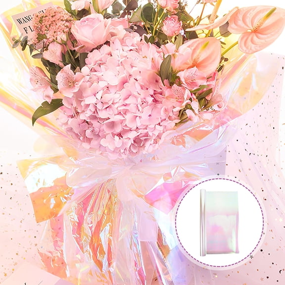 DEEPCRAFF Decorative Iridescent Cellophane Wrapping Paper for Birthday Presents and Flower Bouquets