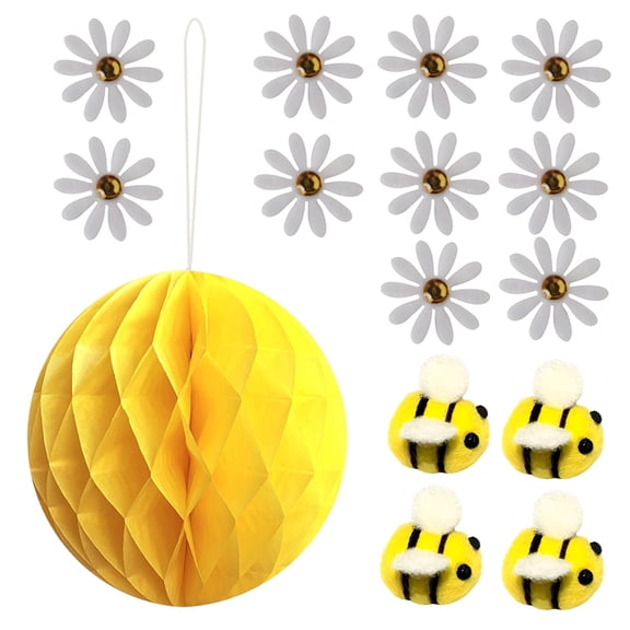 DEEPCRAFF Creative Yellow Honeycomb Ball Pendant for Home and Party Decor 1Set