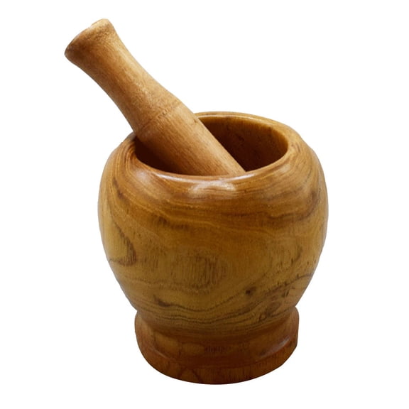 DEEPCRAFF Wooden Garlic Crusher Set with Pestle, Light Brown Kitchen Tool for Easy Garlic Crushing