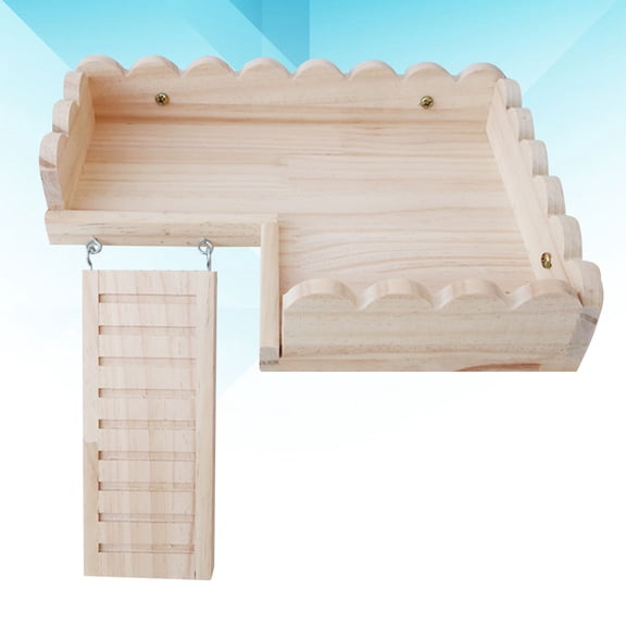 DEEPCRAFF 1 Set Hamster Level Platform Wood Accessories for Cage Khaki Habitat Improvement