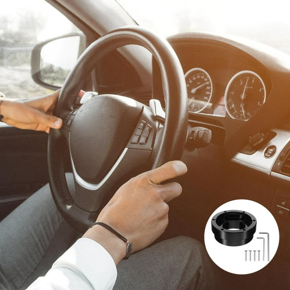 DEEPCRAFF 1 Set Metal Steering Wheel Adapter Plate Black for Enhanced Driving Experience 7.8x7.8x3.0in