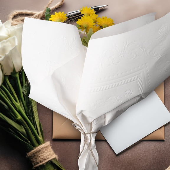 DEEPCRAFF Floral Wrapping Papers Cream White for Valentine's Day 10 Sheets 21X21In