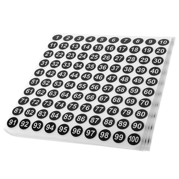 DEEPCRAFF 100 Compact Black Numbered Labels with Strong Adhesive Backing for Decoration and Organization