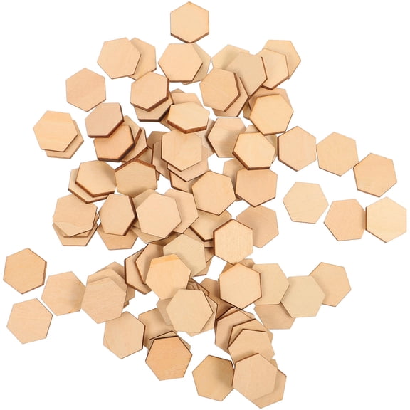DEEPCRAFF 100-Piece Hexagon Wooden Shapes Set Made from Premium Beech Wood Beige Color for Crafts