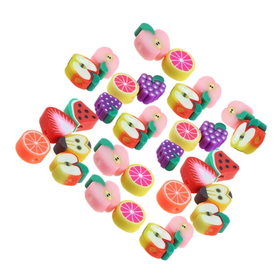 DEEPCRAFF 100Pcs Handmade Polymer Clay Beads Fruit Design Loose Beads for Jewelry Crafting