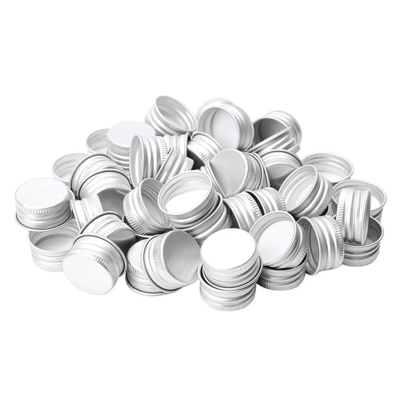 DEEPCRAFF 100Pcs Plated Silver Aluminum Threaded Screw Caps Leak Proof Bottle Tops for Glass Containers