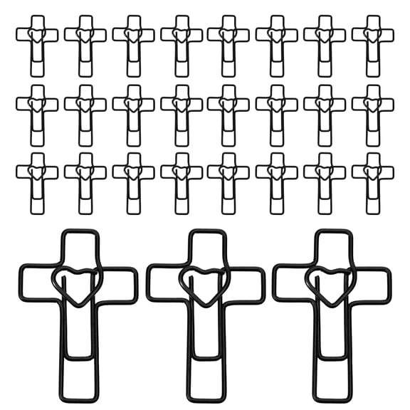 DEEPCRAFF 100Pcs Metal Cross Shaped Paper Clips Black Decorative Bible Bookmarks for Office and Church