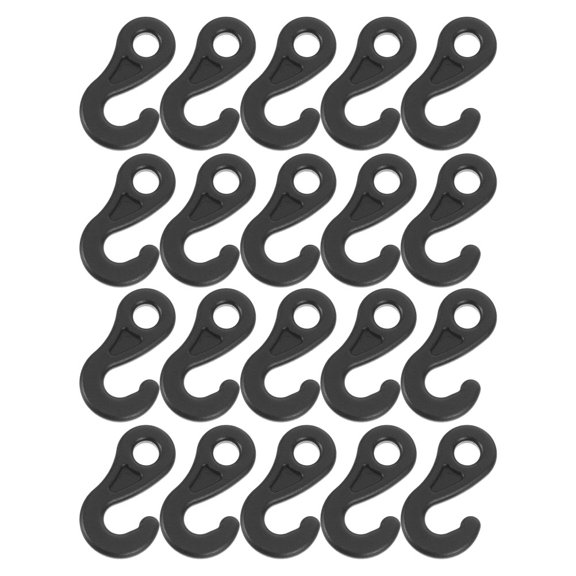 DEEPCRAFF 100Pcs Outdoor Black Tent Hooks with Elastic Rope End Buckle for Camping Canopy Use