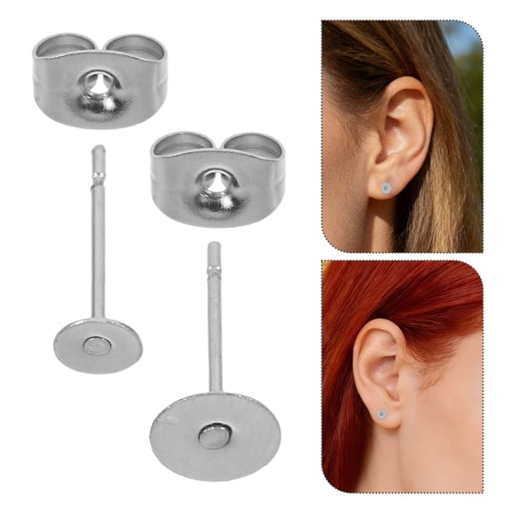 DEEPCRAFF 100 Pcs Plated Stainless Steel Earring Posts with Flat Back and Secure Butterfly Backs for Jewelry Making
