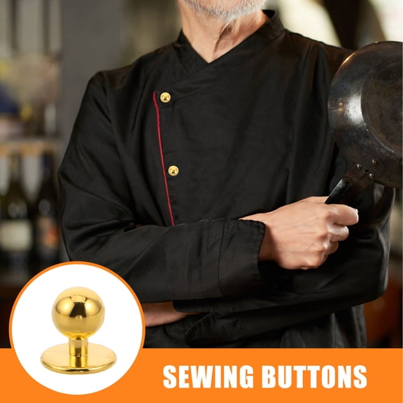 DEEPCRAFF 100Pcs Golden Plastic Chef Buttons for Sewing Durable Chef Jacket Uniform Fasteners