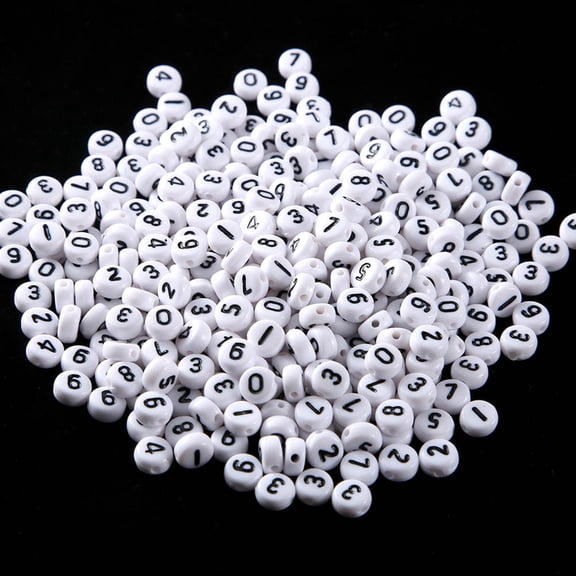 DEEPCRAFF Stylish Acrylic Number Beads White for Bracelet Making 100Pcs