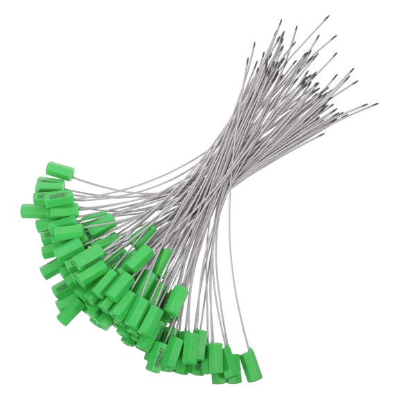 DEEPCRAFF 100Pcs Tamper Evident Steel Cable Seals for Logistics Security and Shipping Containers Green