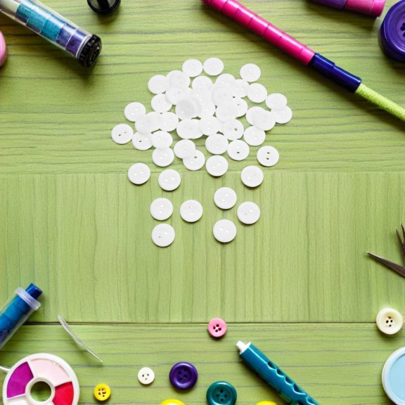 DEEPCRAFF 100Pcs Round White Resin Buttons for Sewing Shirts Sweaters and Garment Repairs