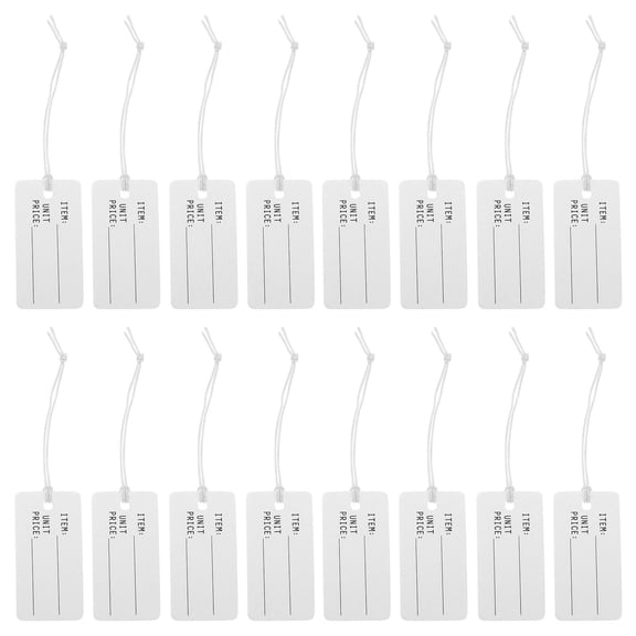DEEPCRAFF 100Pcs White Small Hanging Tags with String for Jewelry and Party Favor Labels