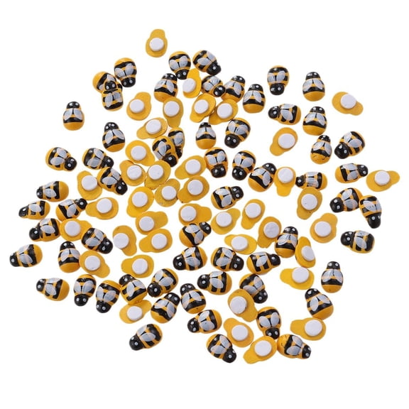 DEEPCRAFF 100Pcs Yellow Bee Shape Wooden Chips Unfinished Wood Cutouts for Home and Party Decoration