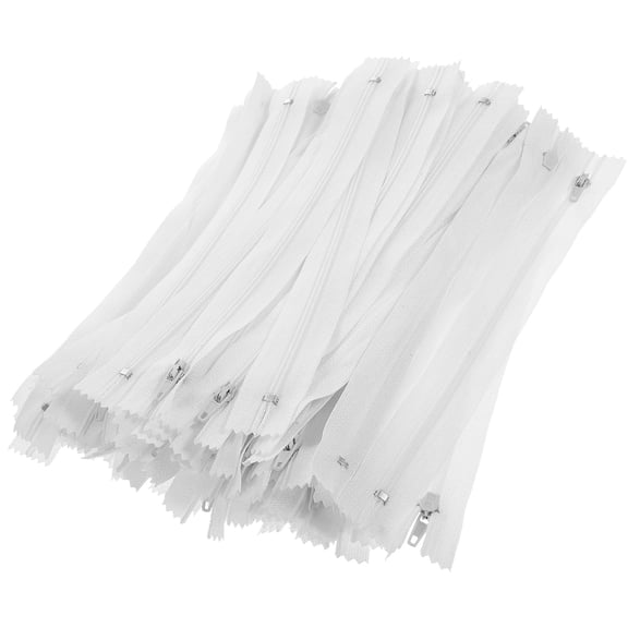 DEEPCRAFF 100Pcs Tailor Nylon Sewing Zippers White for Bags Clothing Invisible Style Smooth Pull