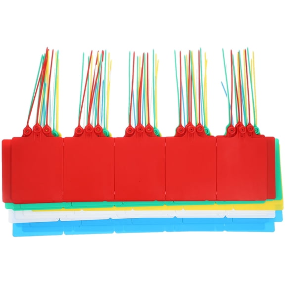 DEEPCRAFF 100Pcs Plastic Shipping Tags for Labeling with Cable Ties Assorted Colors for Garden Use