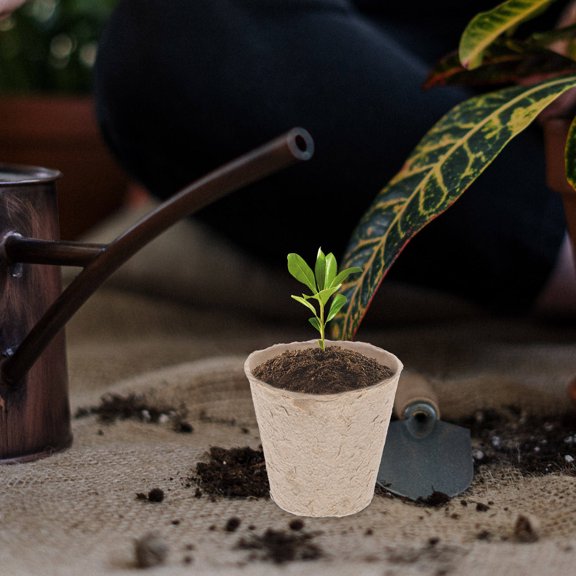 DEEPCRAFF 100pcs Pulp Pots Garden Germination Nursery Pots Coffee for