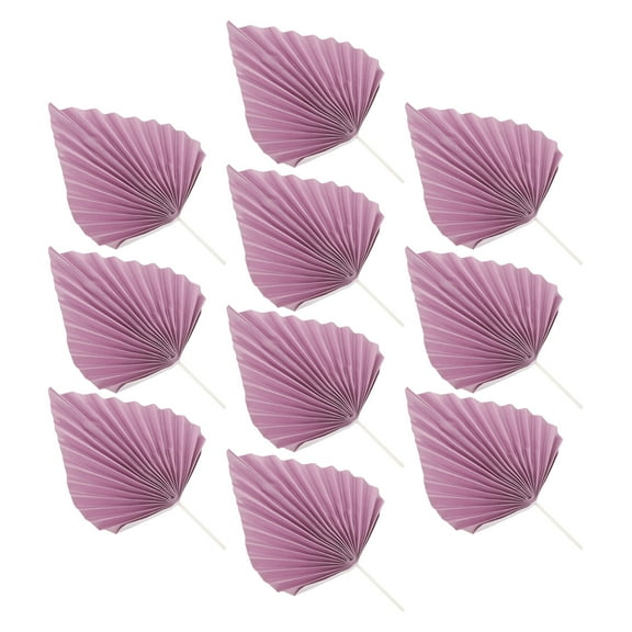 DEEPCRAFF 10Pcs Black Palm Leaf Cake Decorations Paper Fan Toppers Elegant Party Decor