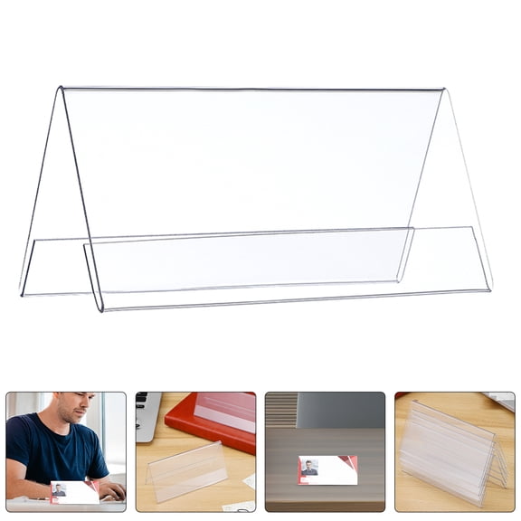 DEEPCRAFF 10Pcs Clear Acrylic Name Plaque Holders for Office Table and Wall Display