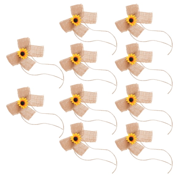 DEEPCRAFF 10Pcs Bows for Crafting and DIY Projects in Assorted Color Linen Bowknot Style